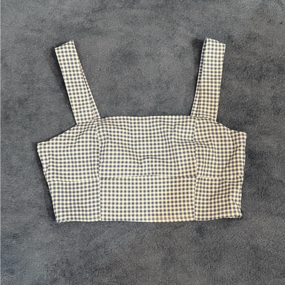Lulus Follow The Sun Blue Gingham Crop Top